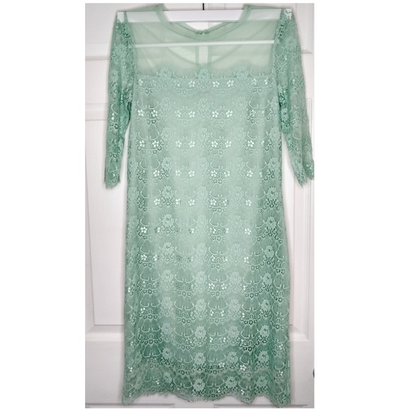 BCBG PARIS MINT GREEN LACE LILLIAN DRESS SIZE 6 - Picture 2 of 8